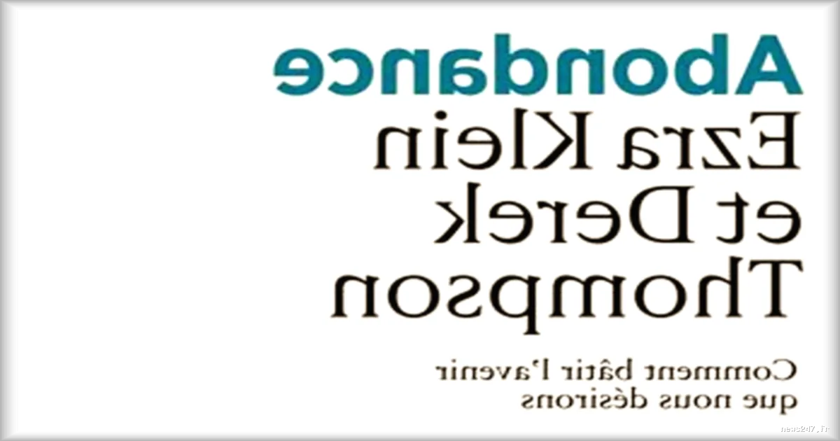 « Abondance », le livre d'Ezra Klein et Derek Thompson qui fait débat aux États-Unis