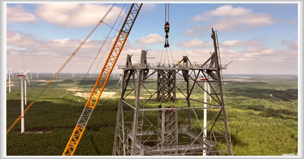 Allemagne : la plus haute éolienne du monde, plus grande que la tour Eiffel, en construction dans la région minière de Lusace