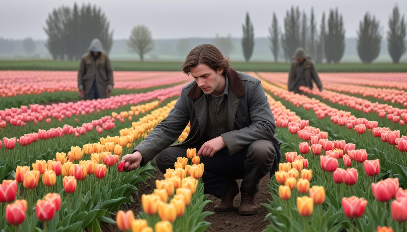 Des militants plantent des fleurs résistantes aux pesticides dans un champ de tulipes en Finistère
