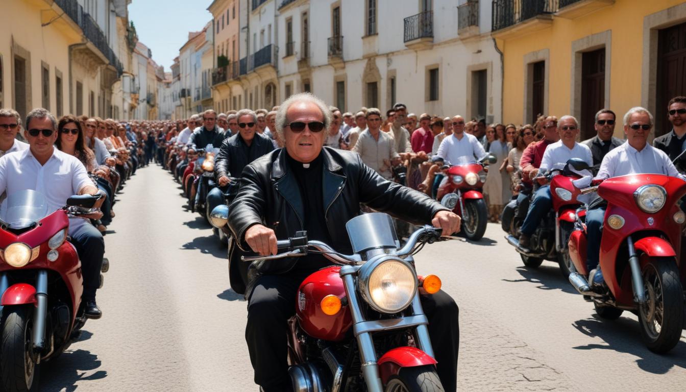 Des motards portugais se joignent au père Avelino pour la bénédiction de Pâques à Sintra