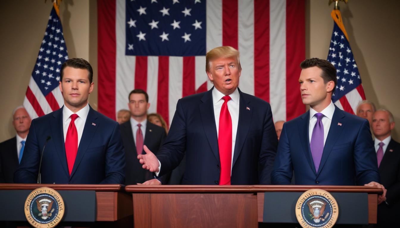 Donald Trump salue le succès d'une opération de sauvetage lors d'une conférence de presse avec Pete Hegseth