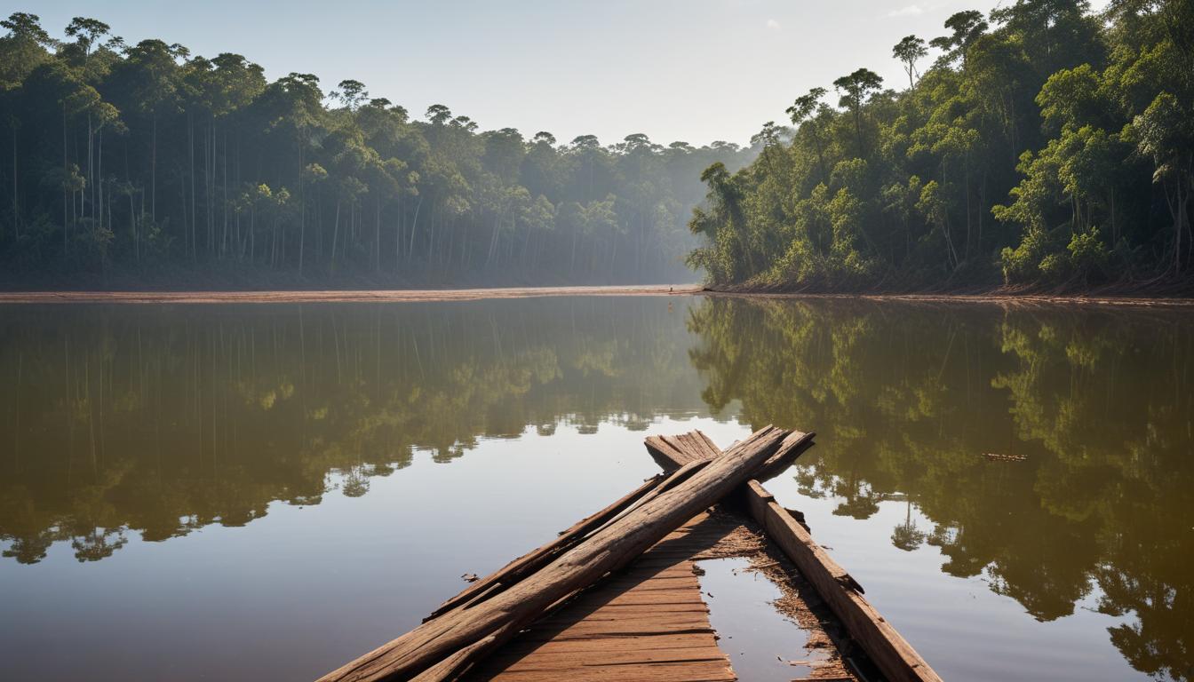 Exploitation d'un trésor englouti en Guyane: le bois d'une forêt sous un lac utilisé par Voltalia