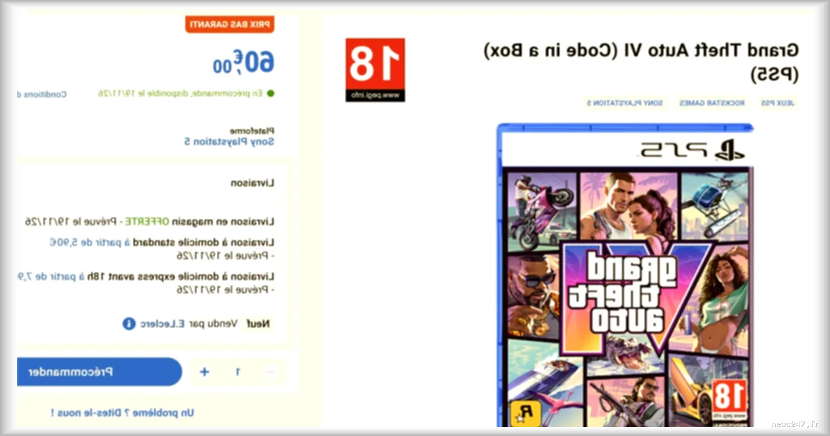 GTA VI en précommande à 60 euros chez E.leclerc, la meilleure offre du marché