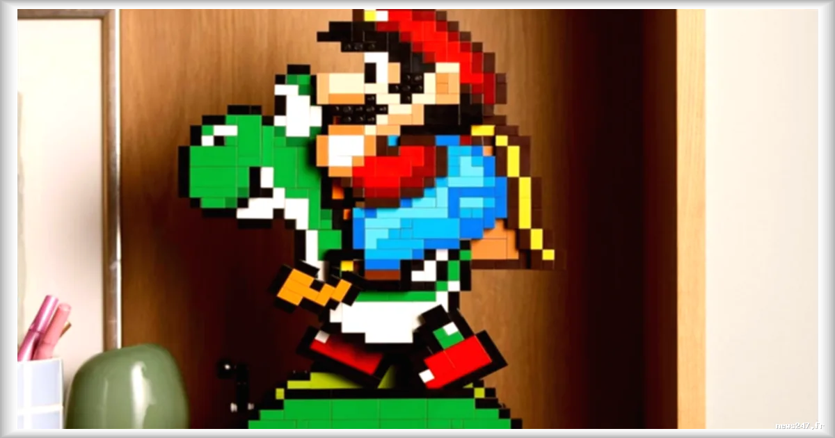 Le Lego Mario et Yoshi en promotion avant la sortie du film Super Mario Galaxy