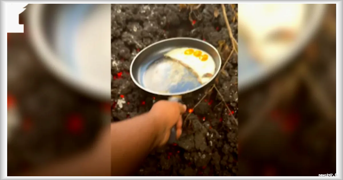 Les Réunionnais cuisinent sur la lave lors de l'éruption du Piton de la Fournaise