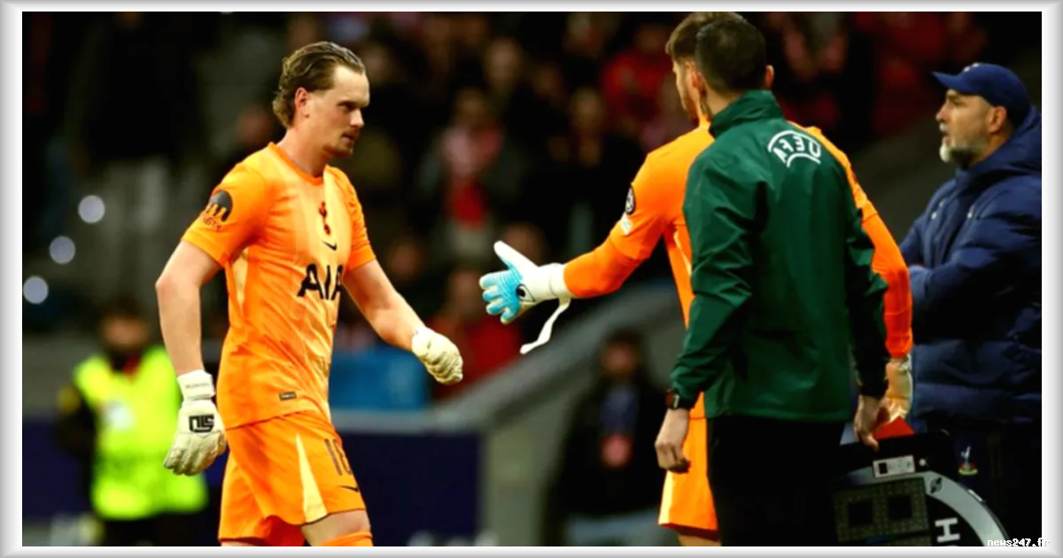 Ligue des champions : Antonin Kinsky, gardien de Tottenham, remplacé dès la 17e minute lors d'une soirée cauchemardesque