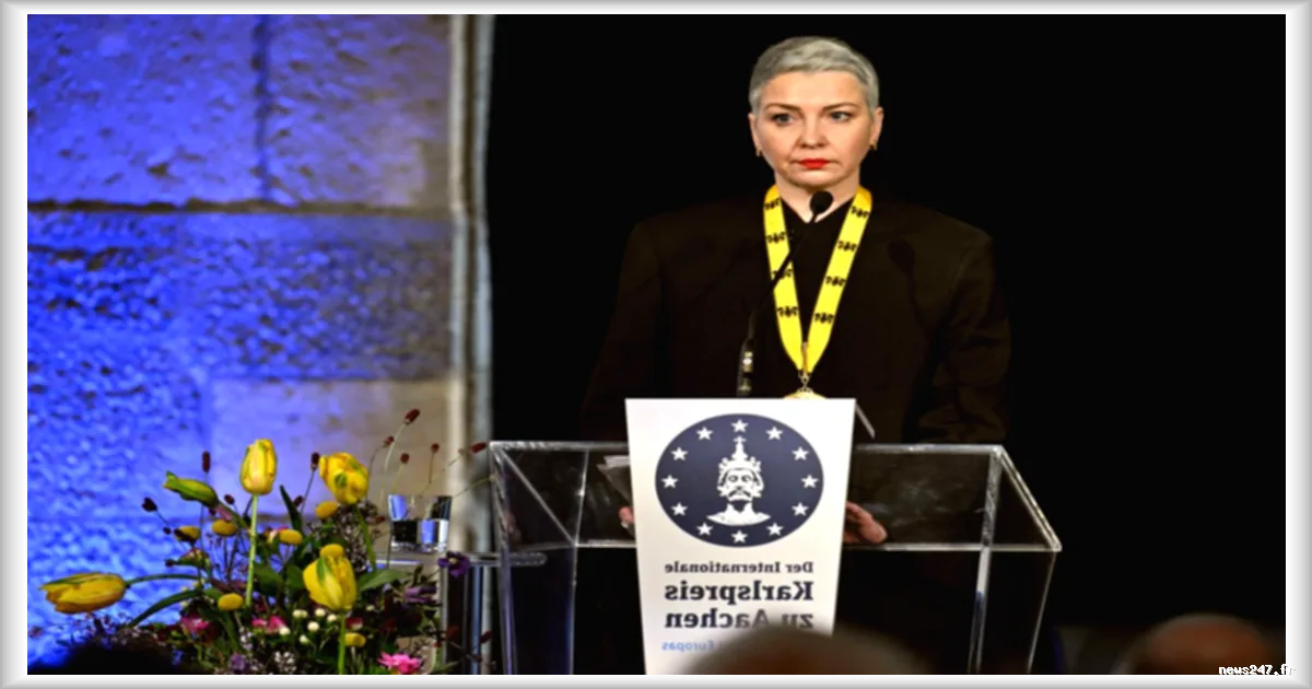 Maria Kolesnikova reçoit le prix Charlemagne pour son engagement en faveur de l'entente en Europe