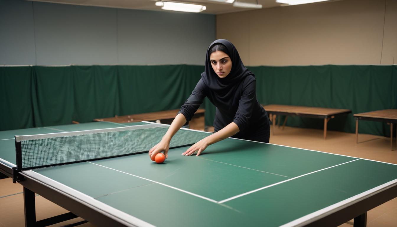 Shima Safaei, la joueuse de tennis de table iranienne qui arbore le voile en compétition