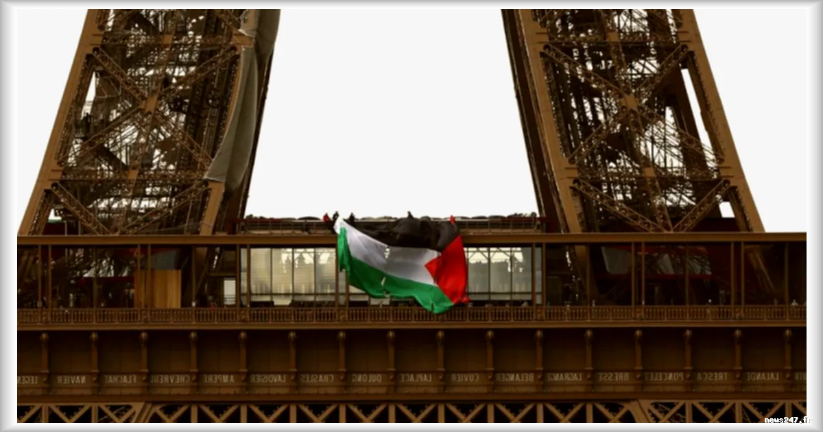 Six militants d’Extinction Rebellion interpellés après avoir suspendu un drapeau palestinien sur la tour Eiffel