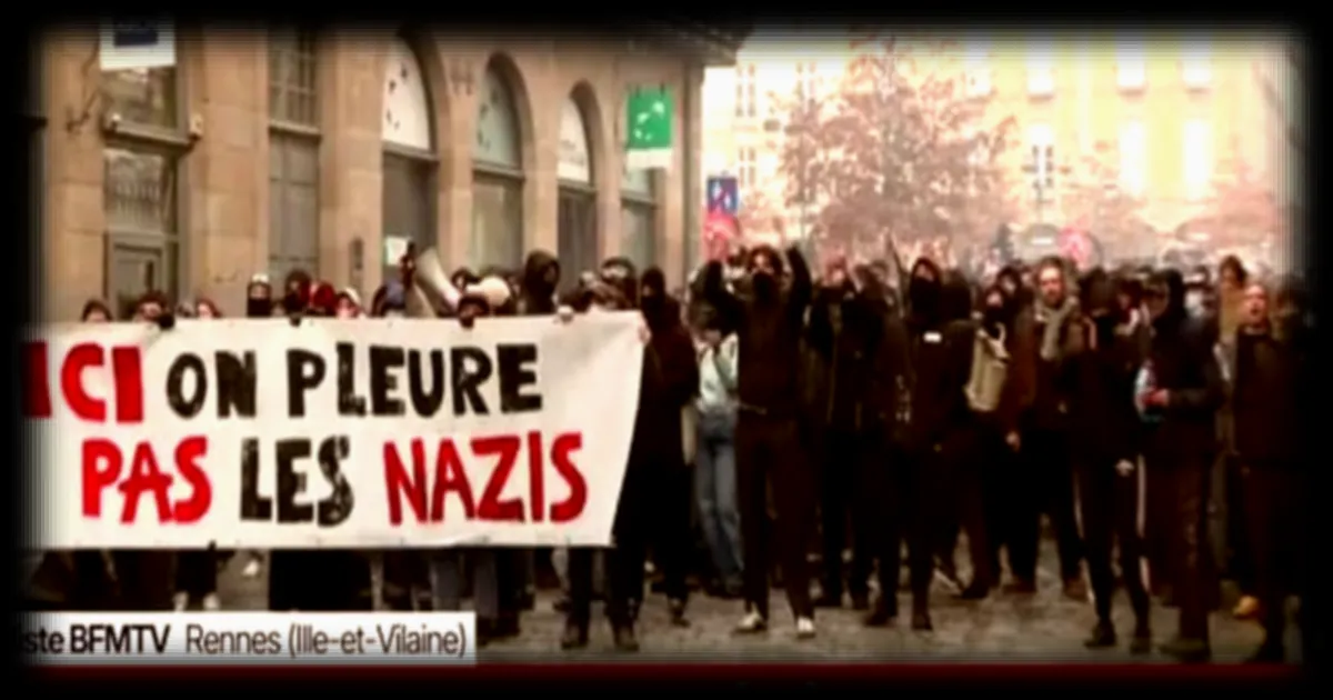 Contre-manifestation antifasciste en cours à Rennes suite à la mort de Quentin Deranque