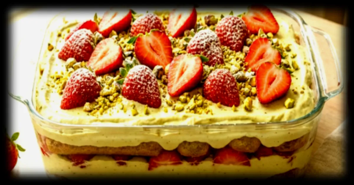 Découvrez le tiramisu fraise pistache sans café, adoubé par la tiktokeuse @unzestepourdeux