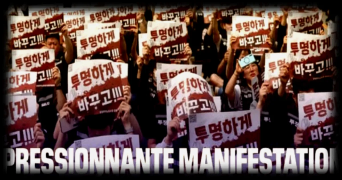 Impressionnante manifestation des salariés de Samsung