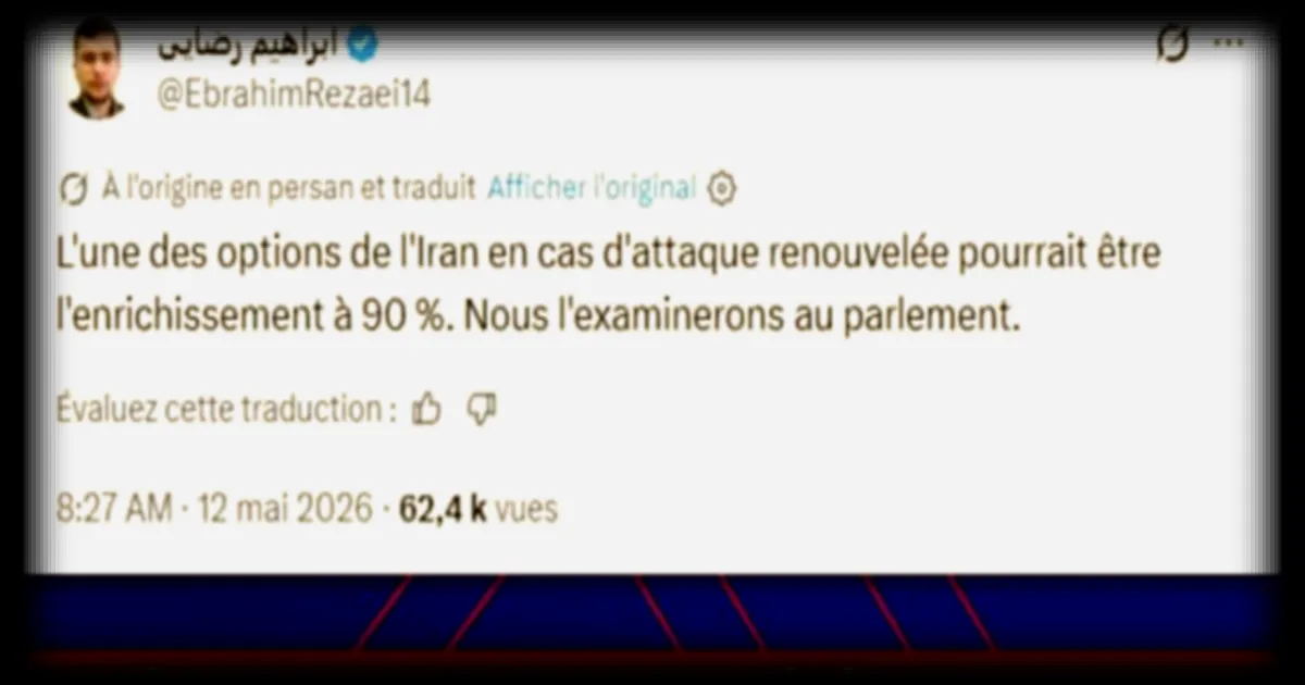Iran : Téhéran menace d'enrichir son uranium à 90% en cas d'attaque renouvelée