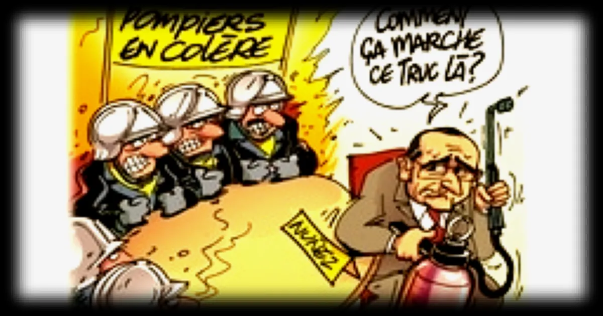 Le dessin de Chaunu : la colère des pompiers face au ministre de l'Intérieur