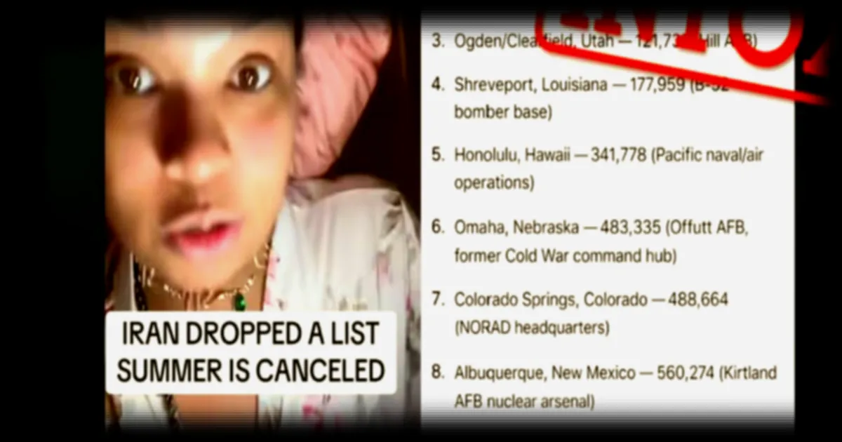 L'Iran ne cible pas 11 villes américaines selon les sources