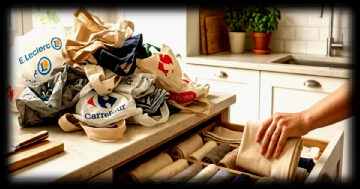 Organisation de vos sacs de courses : une méthode de pliage simple pour gagner de la place dans vos placards