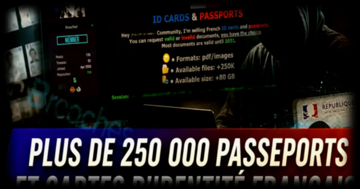 Plus de 250 000 passeports et cartes d'identité français mis en vente sur le dark web