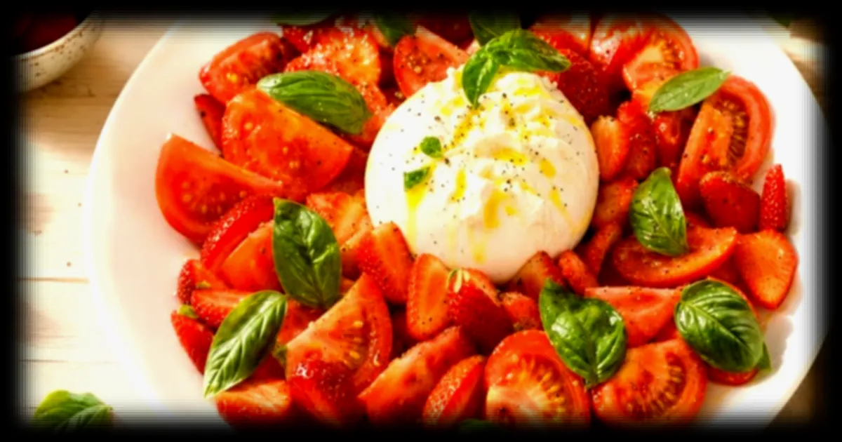 Salade tomates-fraises à la burrata : une recette estivale sucrée-salée à réaliser en quelques minutes