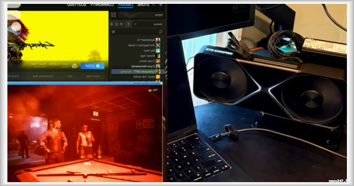 Un MacBook Air M4 atteint 111 FPS en 4K sur Cyberpunk 2077 avec une RTX 5090 externe